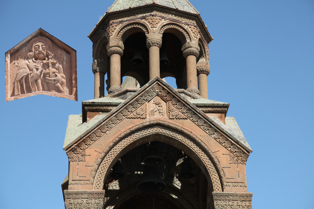 Etchmiadzin Cathedral detail of Christ with two fingers symbolizing two natures or a single combined divine-human nature