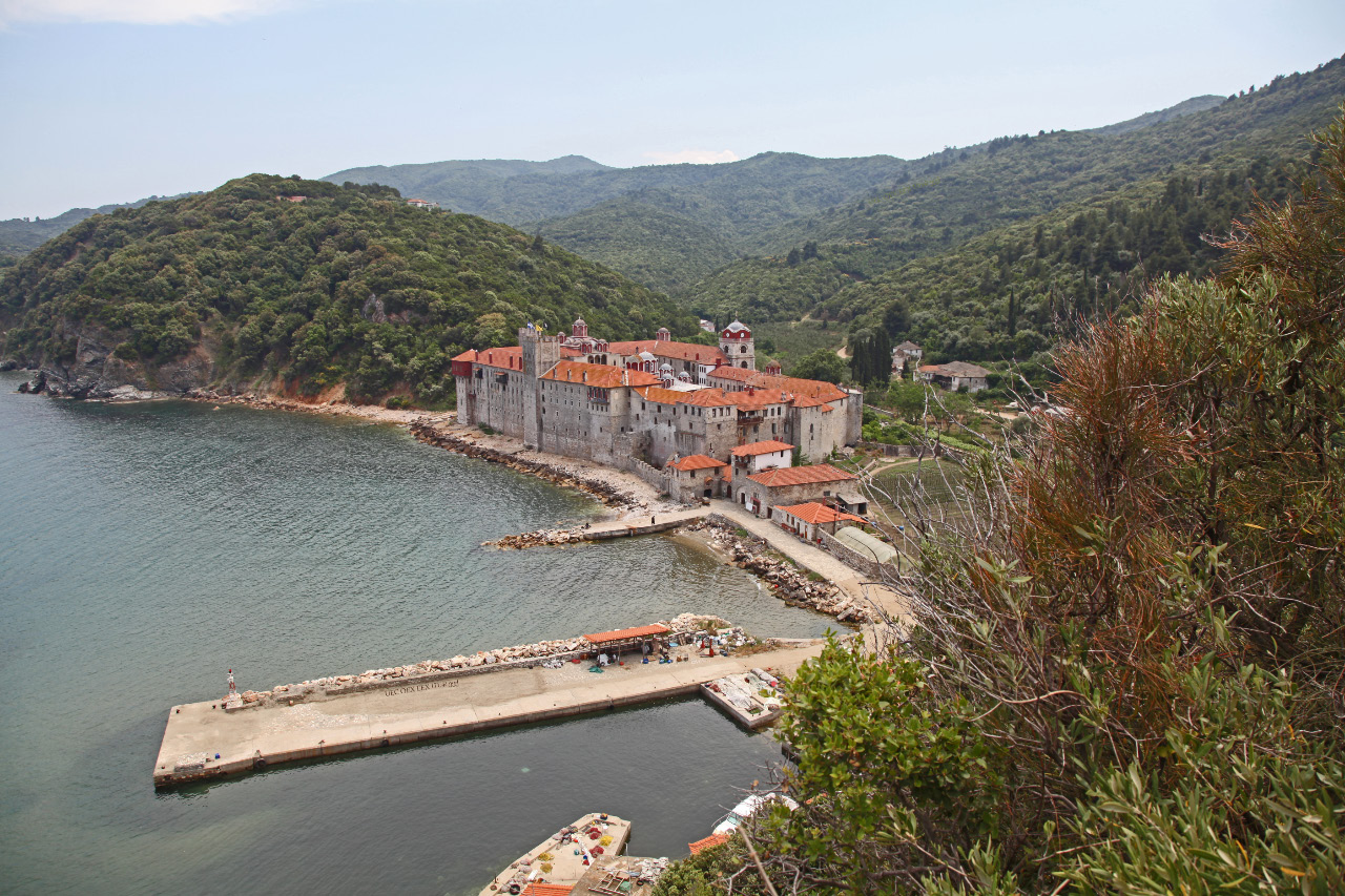 Esphigmenou Monastery receiving 